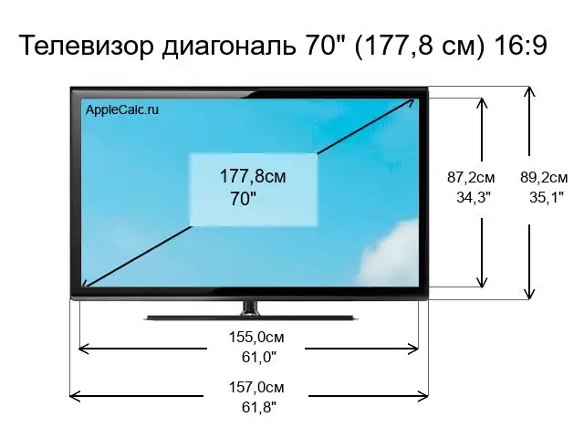 телевизор дюймов 70